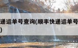 顺丰快递运单号查询(顺丰快递运单号查询不到信息)