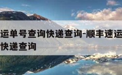 顺丰速运单号查询快递查询-顺丰速运快递单号查询快递查询